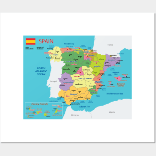 Administrative map of Spain Posters and Art